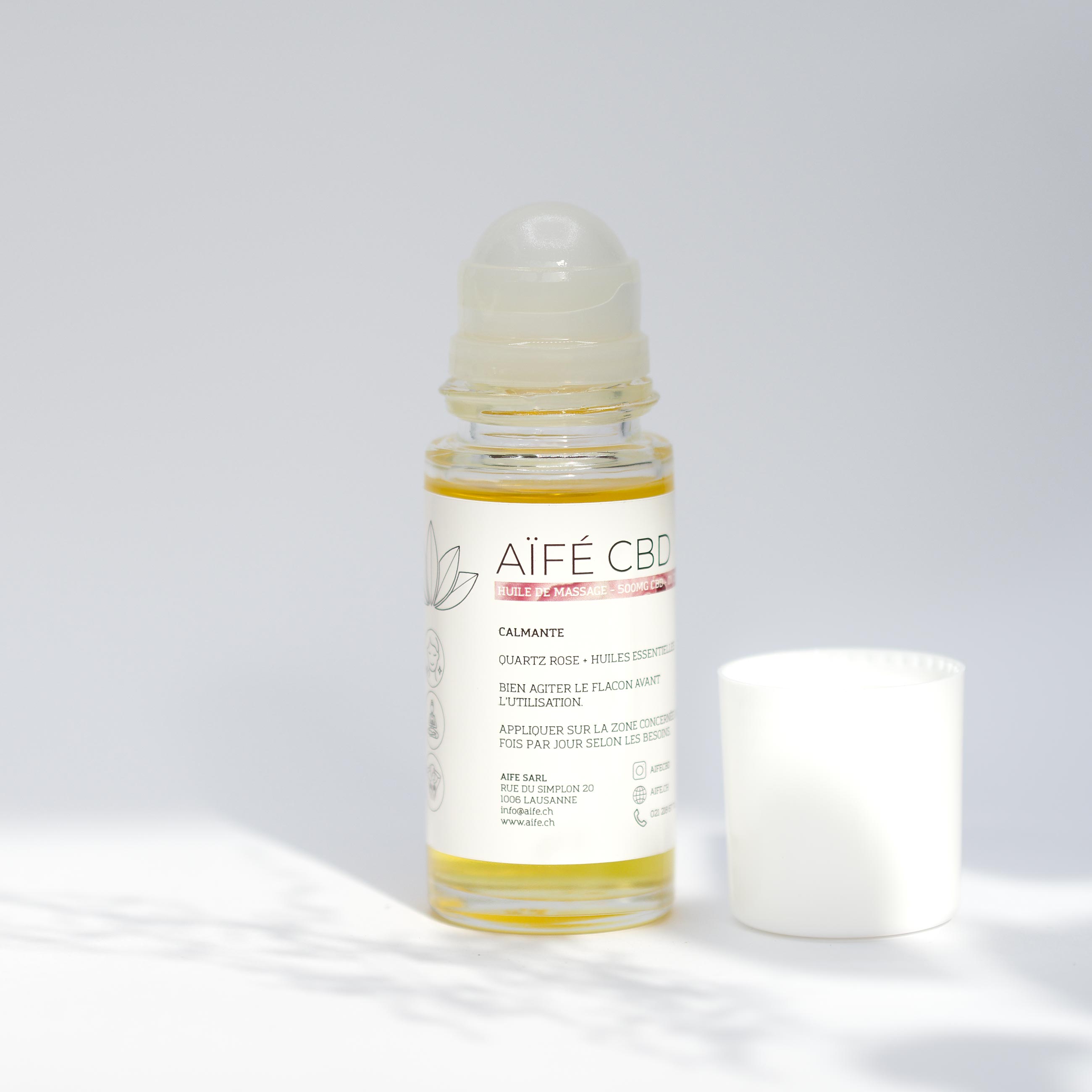 500 g beruhigendes CBD-Massageöl mit Quarz und ätherischen Ölen